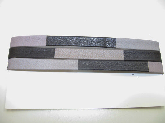 Genuine Multicolored Cowhide Leather Stripping 1/2" Double-folded (1 YD) 3709XD9 Taupe Black