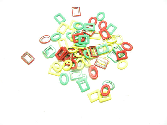 Lot of 405NB & 450NB - 1/2" x 3/8" Vinyl Covered Buckles/Rings in Red, Green, and Yellow