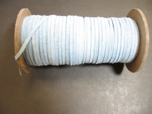 1/8" Flat, Pig Suede Lacing in Baby Blue (10 YDS) 0125NP2 jewelry cord; DIY;dream catchers; leather crafts; tassels; fringe