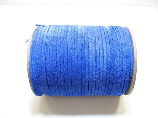 Genuine Italian Calf Split Suede Lacing 1/8" Flat Cobalt Blue (10 yds) 0125ND9 - jewelry; dream catchers; tassels; DIY; fringe