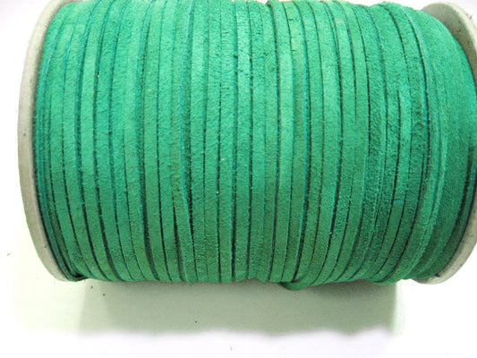 Genuine Italian Calf Split Suede Lacing 1/8" Flat Jade Green (10 yds) 0125ND9 - - jewelry; dream catchers; tassels; DIY; fringe