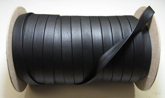 1/2" wide Leather Strip in Black Lamba Cowhide (2 yds) 3702XDB Double-folded  Reinforced