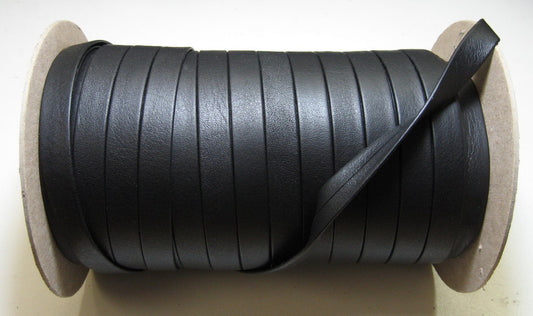 1/2" wide Leather Strip in Black Fenix Cowhide (2 yds) 3702XDB Double-folded  Reinforced