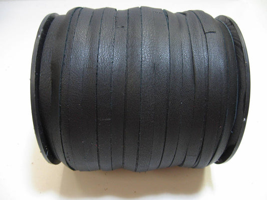 5/16" Flat, Cowhide Leather Lacing in Black 1500 (10 YDS) 0312ND9