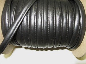 Leatherette Cord 3/8" Stitched Black WITHOUT Cord Filler (5 yds) 3217XU