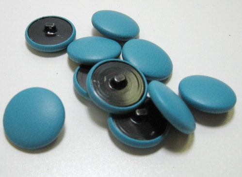 10 Cowhide Leather Covered Buttons 40 Line, 1" (25.5mm) Turquoise