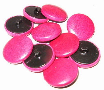 10 Cowhide Leather Covered Buttons 40 Line, 1" (25.5mm) Fushia Fushia pink fuschia
