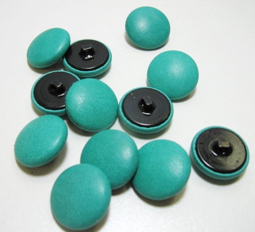 36 Line, Cowhide Leather Covered Buttons in Turquoise(12 PC.)