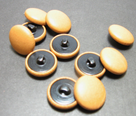 30 Line, Cowhide Covered, Hopper Back Buttons in Camel (12 PC.)