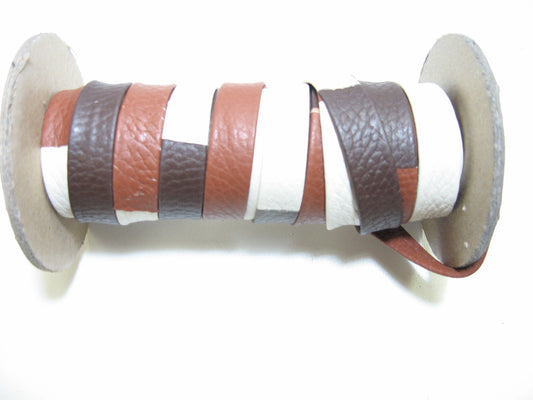 1/2" wide Multicolored Cowhide Leather Stripping Double-folded (1 YD) 3709XD9 Beige Caramel Brown
