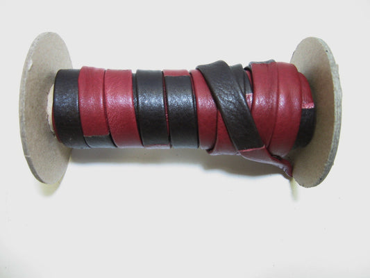 Genuine Multicolored Cowhide Leather Stripping 1/2" Double-folded (4.25 YDS) 3709XD9 Red-Dark Brown