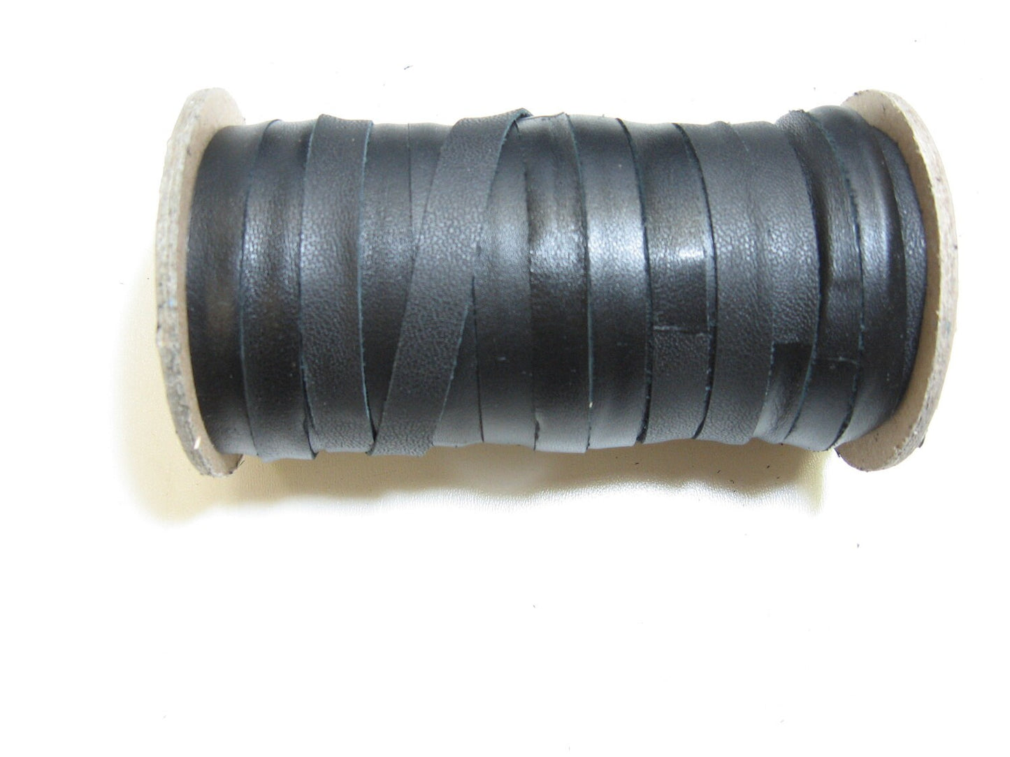 Genuine Cowhide Leather 3/8" Flat Black FUJI (5 yds) 0375NDB trim tape; edge binding; leather tape