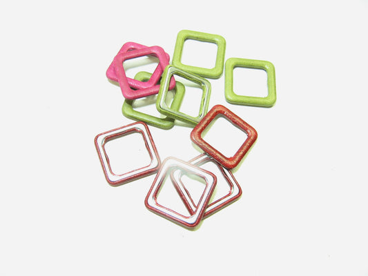 Lot of Leather Covered Buckles A6501 - 10 pieces 1" x1"  Square
