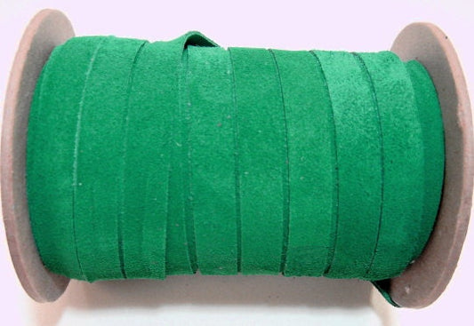 1/2" Flat, Lacing in Issy Jade Green Calf Split Suede (5 yds) 0500ND9 DIY; leather crafts; dream catchers; leather string; lacing; fringe;
