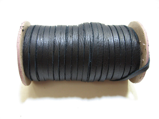 Genuine Leather Flat Lacing 3/16" (10 yds) 0187ND9  in Black Fuji jewelry cord; lacing; dream catchers; leather crafts made from short joins