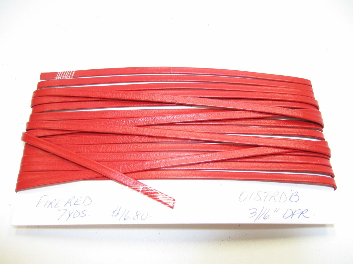 3/16" Double Folded, Reinforced, Cowhide lacing in Fire Red (7 YDS) 0187RDB