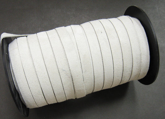 5/32" Flat, Lacing in Issy White Calf Split Suede (10 yds) 0156ND9 lacing leather string