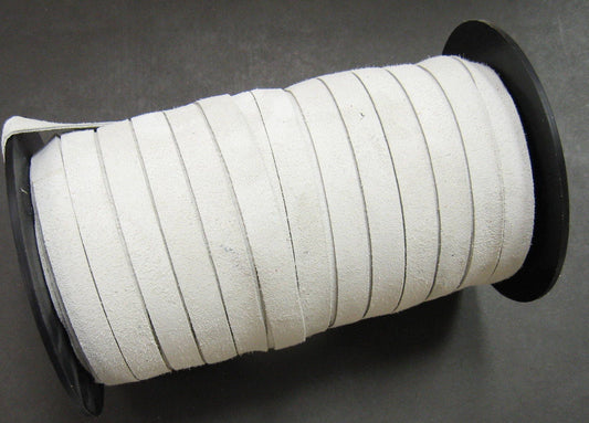 1/8" Flat, Lacing in Issy White Calf Split Suede (10 yds) 0125ND9 lacing leather string
