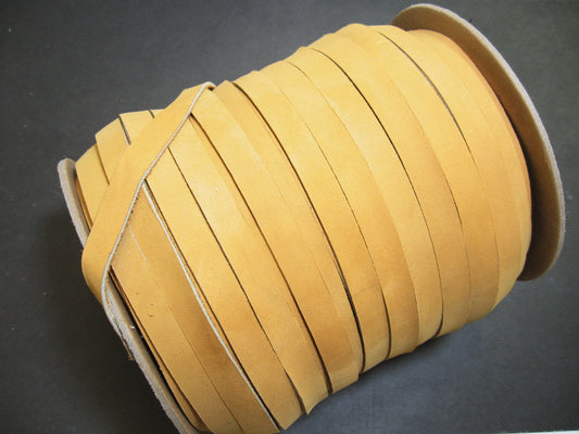 1/2" Flat Genuine Cowhide Leather Lacing in Issy Wheat Nubuck (5YDS) 0500NCE