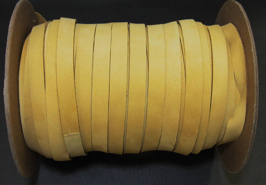 Genuine Cowhide Nubuck Leather Flat Lacing 1/2" in Wheat/Beige/Tan/Camel (5 yds) 0500NCA
