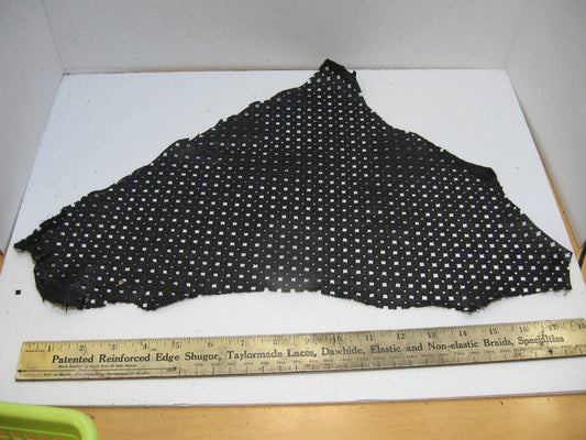 Black Soft Perforated Cowhide Leather Piece 4P8 168 sq inches - leather scrap, leather scraps, scrapbooking #2