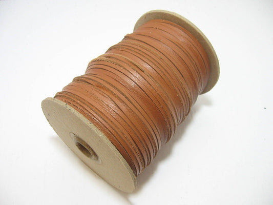 1/8" Flat Cowhide Leather Lacing in Tan Auto (10 yds 0125NC9) - jewelry; dream catchers; tassels; DIY; fringe