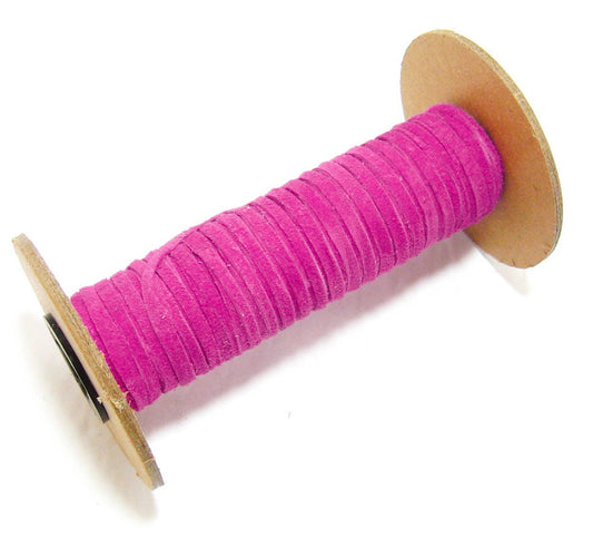 3/16" Flat, Pig Suede Leather Lacing in Fucshia Dark Pink (10 YDS) 0187NP7