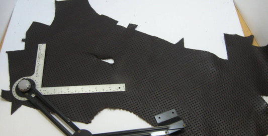 Brown UPL Perforated Cowhide Leather Piece 126 square inches 3P1 leather scraps; eco friendly; scrapbooking; crafting