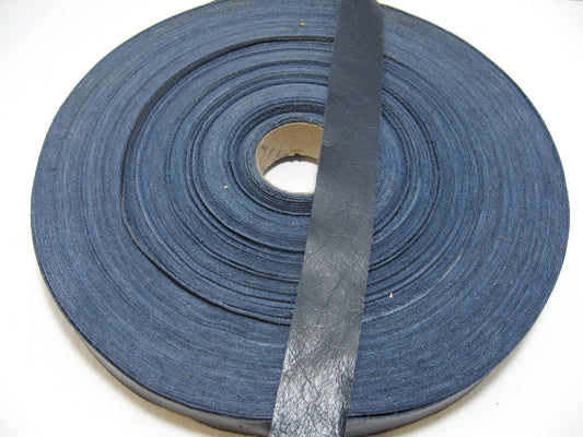 1" Flat Cowhide Leather Binding in Shiny Navy Marine (5 yds) 1000ND9 trim tape; edge binding; leather tape