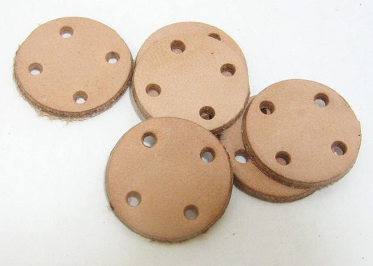 Round Real Leather Washers 1-1/4" diameter; gray; beige scrapbooking; DIY; leathercrafts - four hole; leather button; leather anchor
