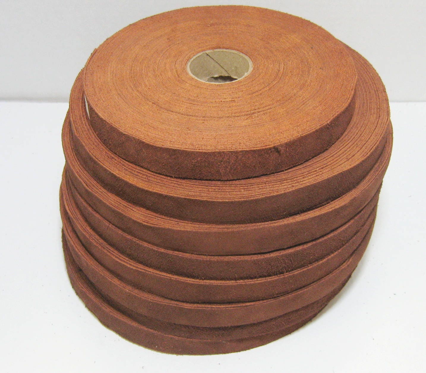 3/4" Flat, Cowhide Split Suede Leather Binding in Rust (5 YDS) 0750ND9 trim tape; edge binding; leather tape