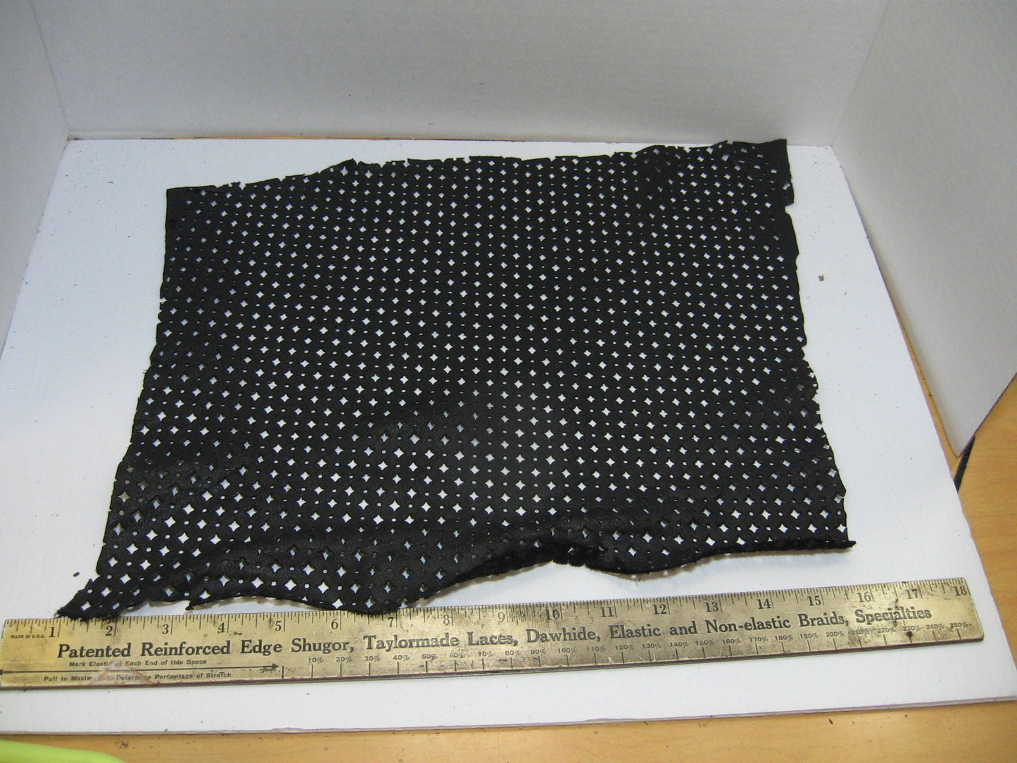 Black Soft Perforated Cowhide Leather Piece 4P8 168 sq inches - leather scrap, leather scraps, scrapbooking