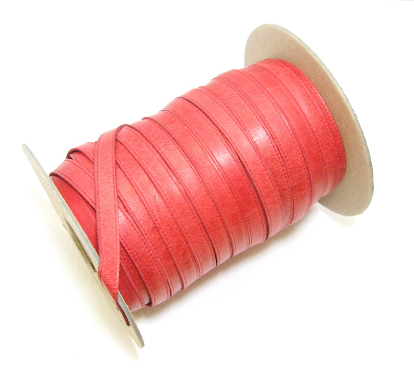 1/2" Stitched, Cowhide Leather Stripping in Arizona Red (3 YDS) 3028XD6 leather straps, leather strips, leather jewelry