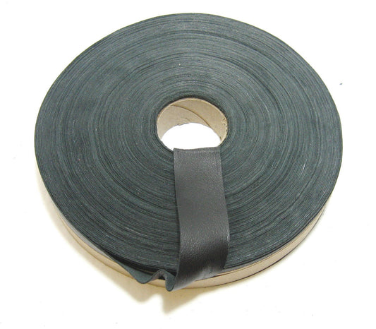 1" Flat, Lamb Leather Binding in Black Lambskin (3 YDS) 1000NLA - trim, edge binding, leather tape