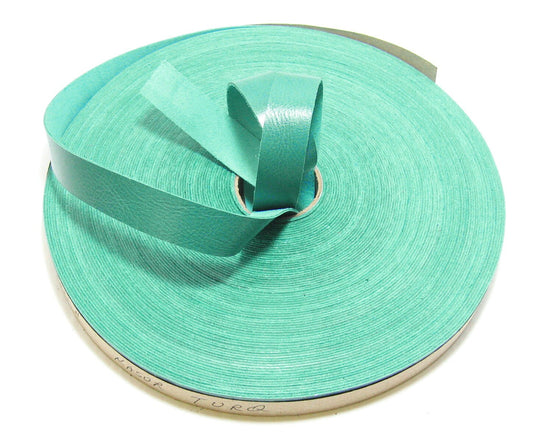1" Flat Genuine Cowhide Leather Strap in Kasur Turquoise Aqua High Shine Blue Green (2 YDS) 1000NCH