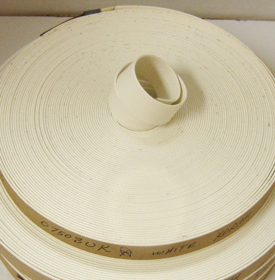 1"  Double Folded, Vegan Leather Strap in White Koram (3 YDS) 1000BUK - straps; faux leather; handbag; sewing; crafting