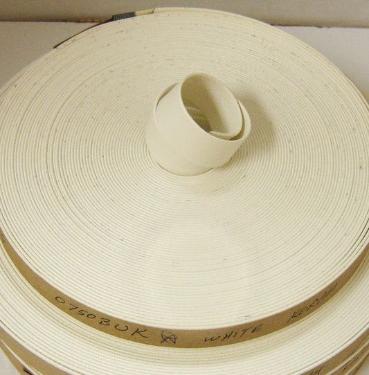 3/4"  Double Folded, Vegan Leather Strap in White Koram (5 YDS) 0750BUKOR - straps; faux leather; handbag; sewing; crafting