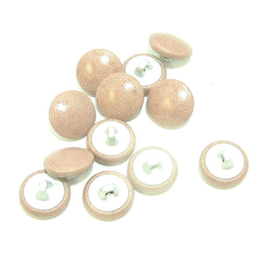 24 Line Cowhide Covered Hopper Back Buttons in Rose Pearl 12pc.