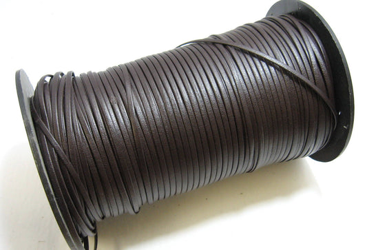 1/8" Double folded, Reinforced, Faux Leather Lacing in Brown Naturelle Polyurethane (10 yds) 0125RUNAT