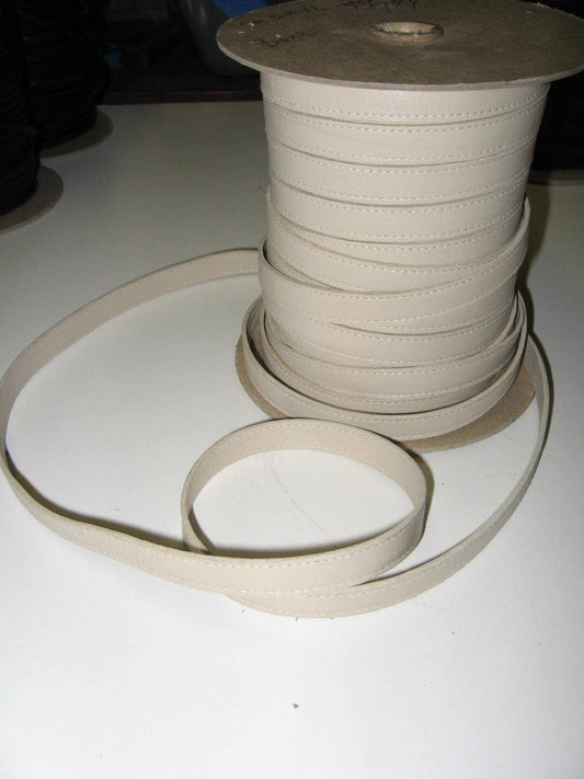 Lamb Leather Stripping 1/2" in Bone, Back to Back, Stitched ( total of 5 yds in two pieces) SM3028XL