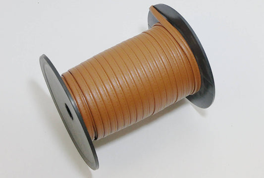 NEW COLOR!!!   1/4" Stitched Faux Leather Jewelry Cord in Tan Naturelle Polyurethane (5 YDS) 2643XUNAT Corral Brown