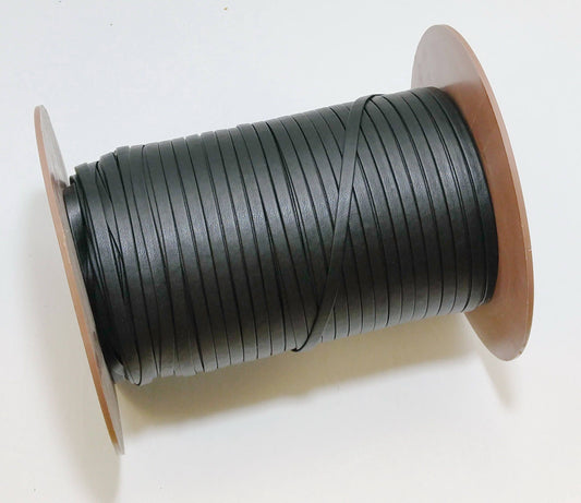 3/16" Polyurethane Leatherette Stripping in Black Naturelle (10 yds) 0187BUNAT faux leather strips; jewelry cord; trimming; VEGAN