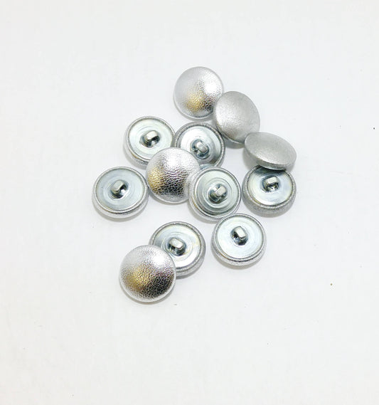 30 Line, Cowhide Leather Covered, Hopper Back Buttons in Silver Metallic (12 PC.)