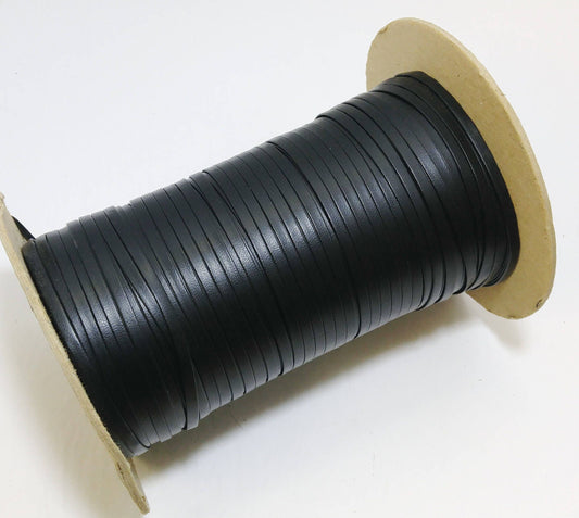 3/16" Polyurethane Leatherette Stripping in Black #4 (10 yds) 0187BU faux leather strips; jewelry cord; trimming; VEGAN