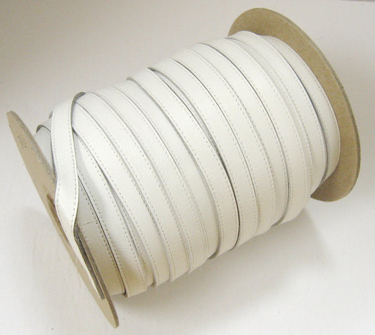 1/2" Stitched, Cowhide Leather Stripping in White Duquessa (3 YDS) 3028XD9 leather straps, leather strips, leather jewelry