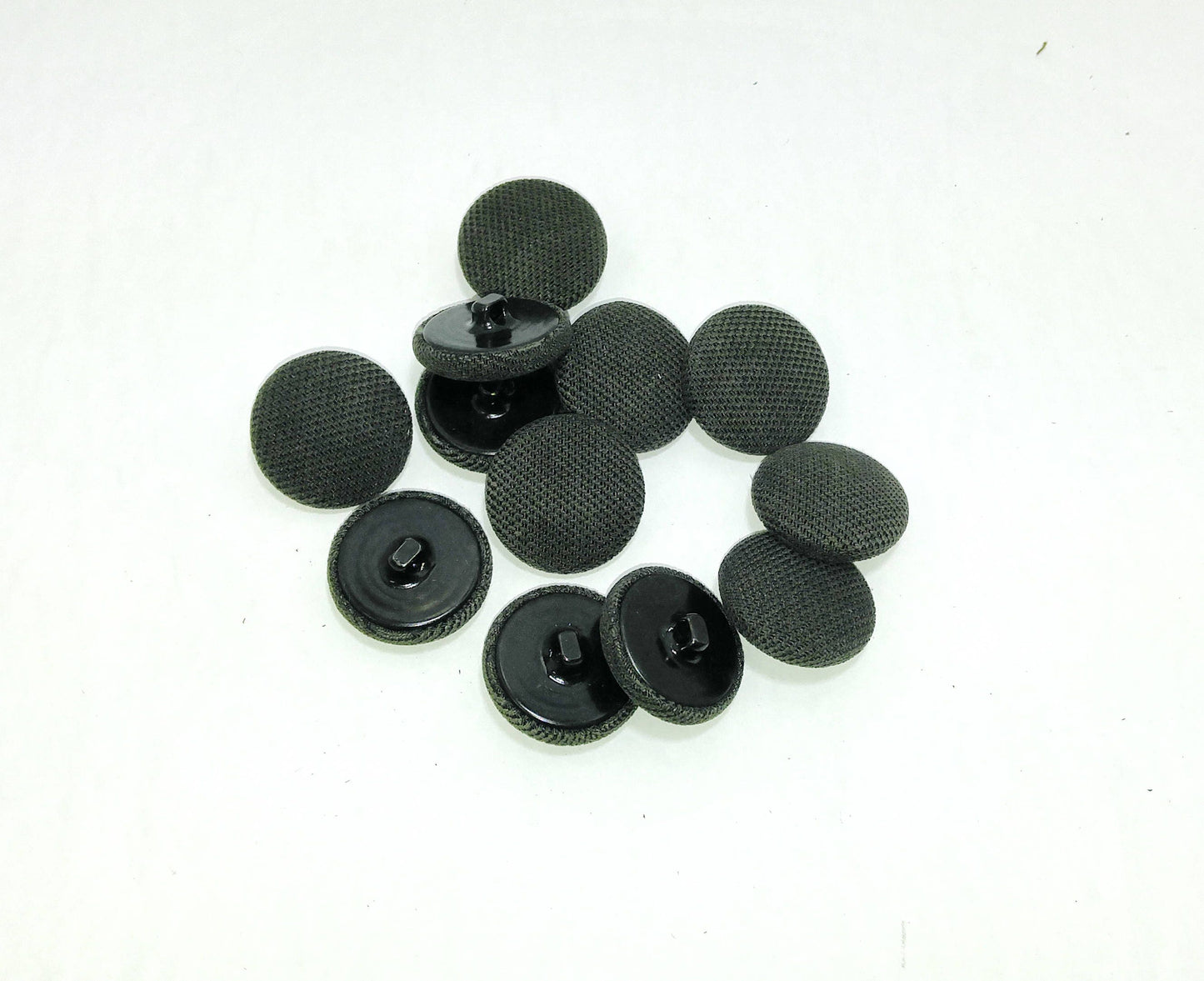 24 Line, Fabric Covered, Hopper Back Buttons in Black, Green or Dark Brown (12 PC.)