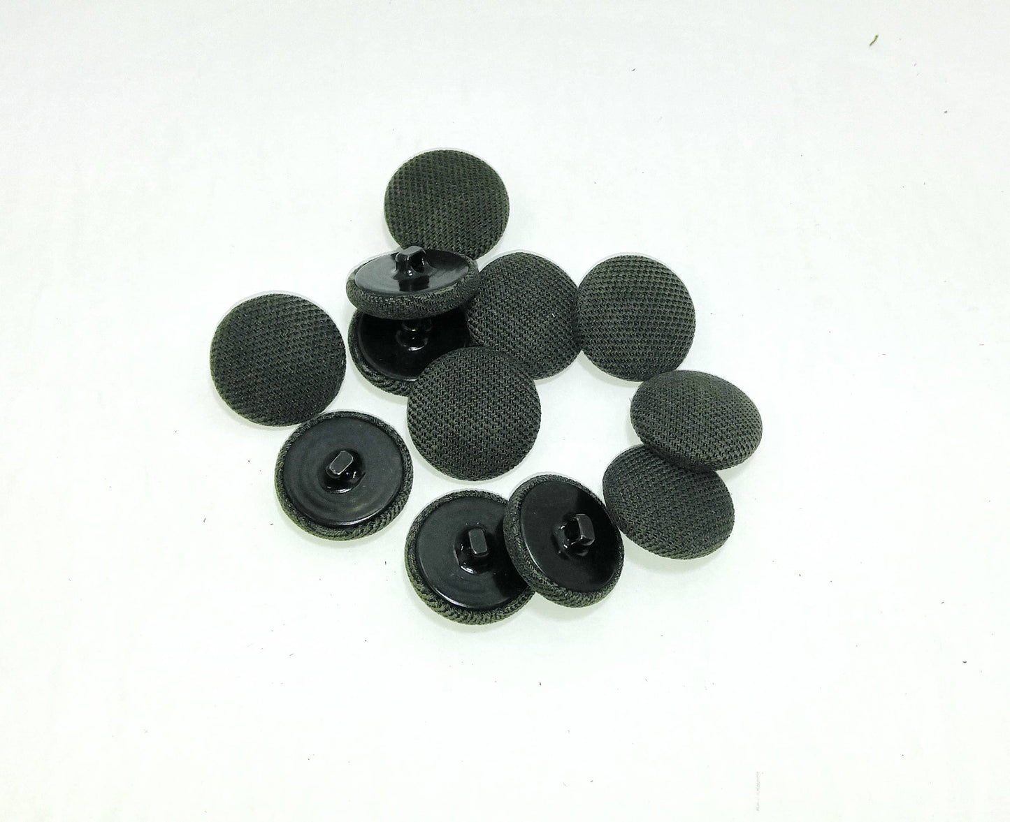 40 Line, Fabric Covered, Hopper Back Buttons in Black, Brown or Khaki Green (10 PC.)