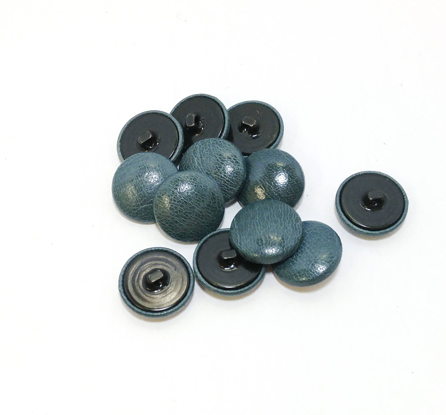 36 Line Cowhide Covered Hopper Back Buttons in Kasur Blue 12pc.