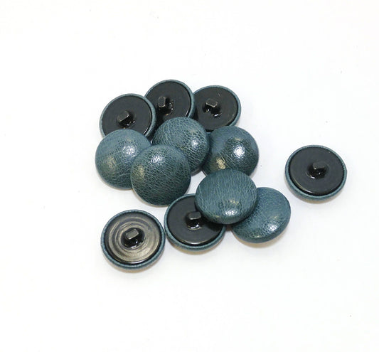 36 Line Cowhide Covered Hopper Back Buttons in Kasur Blue 12pc.