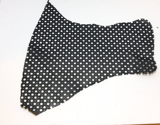 Black Cowhide Perforated Leather Piece 135 square inches 4P1- leather scraps; eco friendly; scrapbooking; crafting